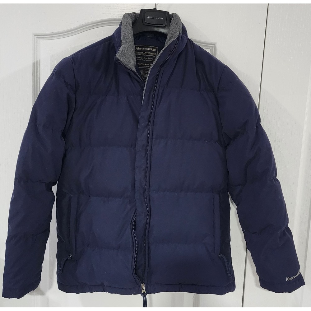 Abercrombie & Fitch Men's Navy Down Insulation Puffer Coat Jacket Size Small